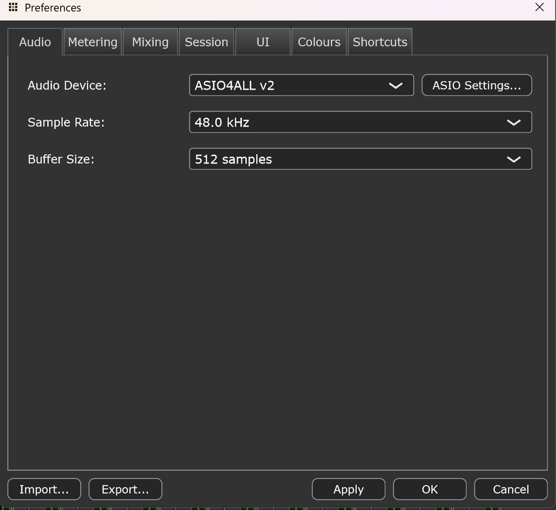 Audio preferences